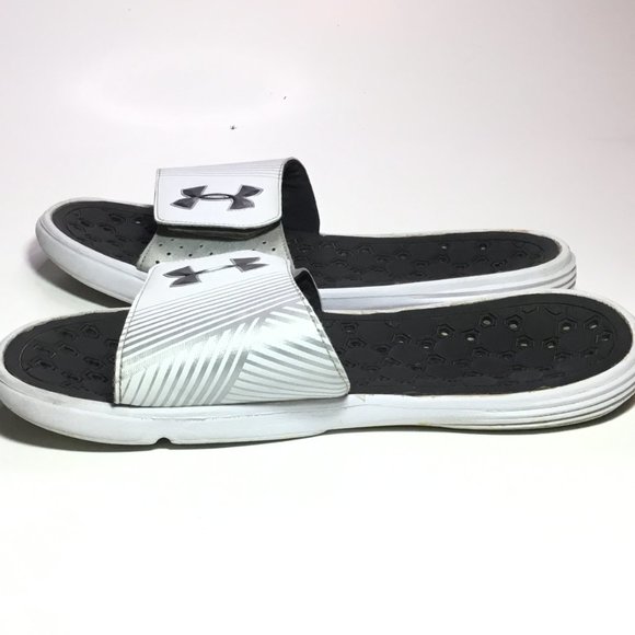 Under Armour Men's Ignite Slides Size 13 White GUC - Picture 4 of 9
